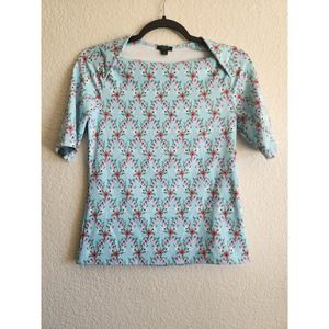 Ann Taylor Womens Flower Short Sleeve Blouse XSP